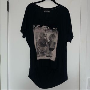 RELIGION Black Oversized “Play With Me” Model T-Shirt